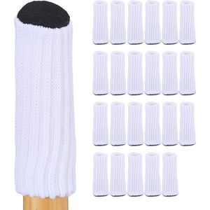 Relaxdays stoelpoot sokken set van 24 - ronde vloerbeschermers voor stoelen - stoelsokken - wit