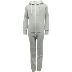 Jogging onesie grijs - maat 122/128 - joggingstof huispak