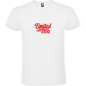 Wit T-Shirt met “Limited sinds 2010 “ Afbeelding Rood Size XXXL