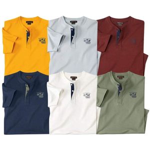 ATLAS FOR MEN - 6-pack T-shirts met henley kraag - Heren - Verkrijgbaar in grote maten - XL