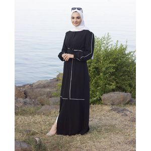 Nur Boutique Abaya Nur - Zwart/wit - maat 42-44 (maat 2) - Islamitische kleding - Bedekte kleding - Gebedskleding - Moslima - Hijab