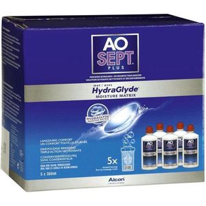 AOSEPT Plus met HYDRAGLYDE - 5x360ml - Lenzenvloeistof voor 6 maanden