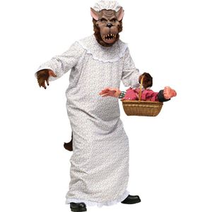 KIMU Kostuum Grote Boze Wolf Pak Oma Jurk Roodkapje - Halloween Pak Met Masker - Wolvenpak Weerwolf Festival