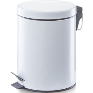 1x Witte vuilnisbakken/pedaalemmers 5 liter van 20 x 28 cm - Huishouding - Badkameraccessoires/benodigdheden - Toiletaccessoires/benodigdheden - Kleine prullenbakken