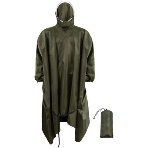Waterdichte regenjas met capuchon, lichtgewicht herbruikbare regenponcho voor wandelen en kamperen - groen