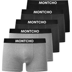 MONTCHO - Essence Series - Boxershort Heren - Onderbroeken heren - Boxershorts - Heren ondergoed - Valentijn Cadeautje voor Hem - 5 Pack (1 Zwart - 2 Antraciet - 2 Grijs) - Heren - Maat XL