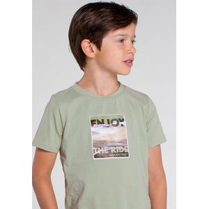 Moodstreet T-shirt Photo Print Polo's & T-shirts Jongens - Polo shirt - Groen - Maat 86/92