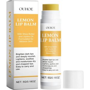OUHOE | Lipbalsem | Lipbalm | Citroen , Gember & Kurkuma Lippenbalsem – Natuurlijk Herstel van Donkere Lippen | Hydrateert , Voedt , Glans & Exfoliatie | Sheaboter , Bijenwas , Jojobaolie , Vitamine E | Balsem voor lippen - lip protector | Lip stick