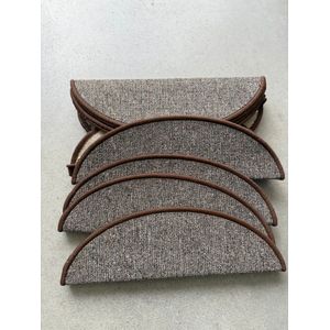 Cherchie Trapmatten Set – 15 stuks – Donkerbruin – 56x17x3,5 cm – Halfrond – Antislip Trapbescherming