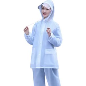 CHPN - Semi Transparante regenjas - Basic Raincoat - Regen jas - Met zakken en capuchon - In opbergzakje - One size - Jas tegen de regen - Wit/Transparant