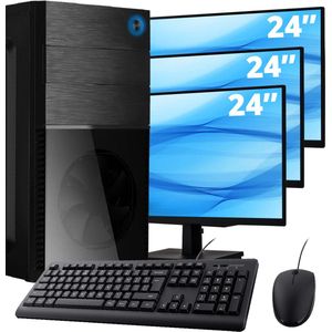 Intel Compleet PC + 3 x 24"" Monitor + Muis & Toetsenbord | Intel Core i7 | 16 GB DDR4 | 1 TB SSD - NVMe | RTX 4060 | Windows 11 Pro + WiFi & Bluetooth