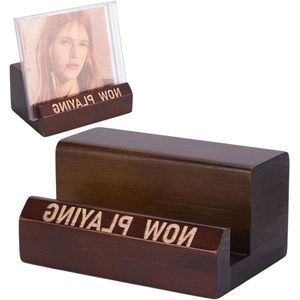 Allecto plus - Houten Vinyl Record Display Stand Rechthoekig - Kokos Bruin - Voor Vinyl Records Album Draaitafel Speler