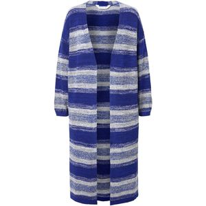 Janet & Joyce - Dames - Vest extra lang open model blokstrepen - Kobaltblauw - Maat 42+