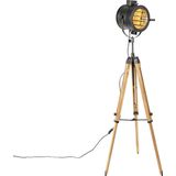 QAZQA radient - Industriele Tripod | driepoot vloerlamp | Staande Lamp - 1 lichts - H 176 cm - Zwart - Industrieel - Woonkamer | Slaapkamer