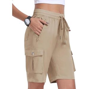 Dames Korte Cargo Wandelsport Shorts - Lichtgewicht en Ademend met 6 Zakken