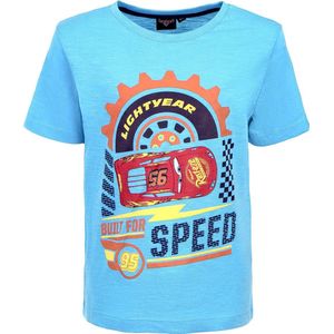 Disney Cars Shirt - Built for Speed - Blauw - Maat 122/128 (8 jaar)