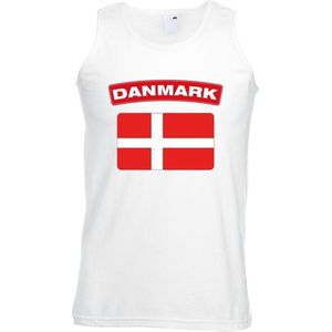 Singlet shirt/ tanktop Deense vlag wit heren M