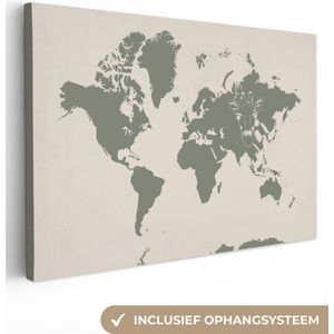 Canvas Wereldkaart - 120x80 - Wanddecoratie Wereldkaart - Dieren - Giraf