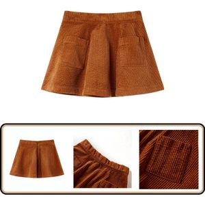 Kinderrok ribfluweel met zakken - Cognac - Maat 104 Kinderrok - Meisjesrok - Ribfluweel - Cognackleurige Kleding - Kindermode