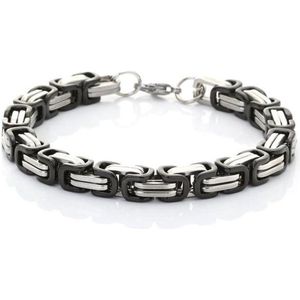 Koningsarmband - Stalen Armband - Zwart - 6mm