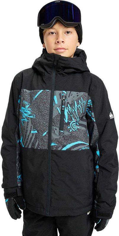 Quiksilver - Side Hit Printed - Jas - Zwart - Technische Sneeuwjas voor Jongens 4-16