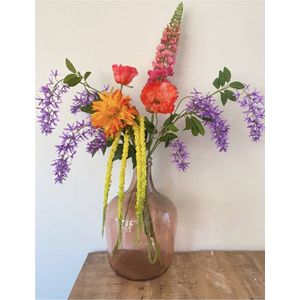 DyArt- Kunstbloemen- Zijden bloemen- Prachtige vaas met kunstboeket van diverse bloemen- Kleurrijk
