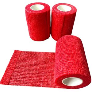 Sws Sport - Sporttape - Cohesive Tape - Voetbalsokken - Sokwrap - 5 rollen rood