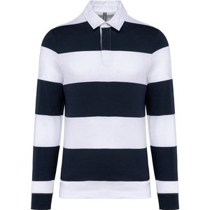 Kariban Gestreepte uniseks polo lange mouwen K285 - Navy / White Stripes - M