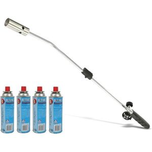 Onkruidbrander met Gasflessen - Regelbare gastoevoer - Inclusief 4 Gasflessen