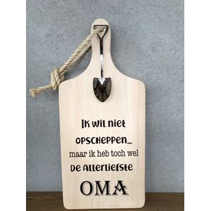 Creaties van Hier - Serveerplankje met Lepeltje - Oma - 35 cm - Hout - Metaal - moederdag cadeautje