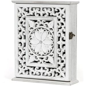 TheLau ® Sfeervolle Houten Sleutelkast met Vintage Uitsparingen en Veelzijdige Opbergoplossingen voor Thuis