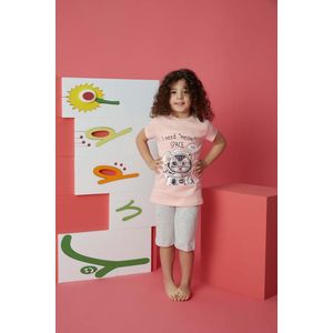 Kinder setje - zomer setje - maat 5/6 jaar - Set van t shirt short - Meisje Short Set - Pyjama - Kleding - Space/Poes
