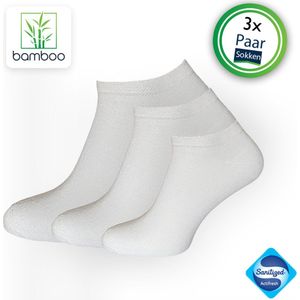 Bamboe enkelsokken Wit (3 Paar) | Sokken heren | Sneakersokken Maat 43-46 - Gratis verzending