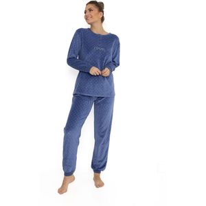 Cocodream - Velours dames pyjama - winter - blauw - Maat S