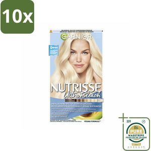 10 x Garnier - Nutrisse Ultra BLonde D+++ - Ontkleuring - Ultra Puur Blond - Super Oplichtend - Permanente Kleur - Grootverpakking - Ontkleuring - Haarkleur - Blond - Ultra Puur Blond - Anti-Geel