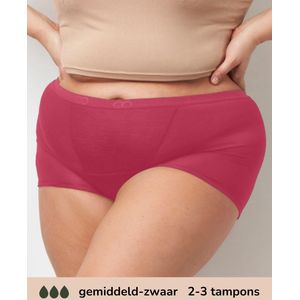 Moodies menstruatie ondergoed - Bamboe Boyshort - gemiddeld/zwaar kruisje - maat 3XL - ruby roze
