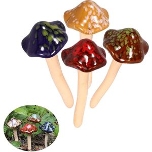 Paddestoel beeldje - Kleurrijke Tuinpaddestoelen, Fairy Garden Keramische Paddestoel Paddestoel 4 Kleuren Tuinpotten Decoratie Aardewerk Ornament - voor DIY Poppenhuis Oppotloods Bloempotplanten
