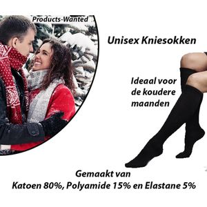 4-Paar Unisex Kniesokken met 80% Katoen 40-46 Zwart