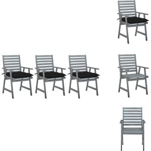 vidaXL Tuinstoel - Tuinstoelen - Tuin Stoel - Tuin Stoelen - Tuinstoelen 3 st met kussens massief acaciahout