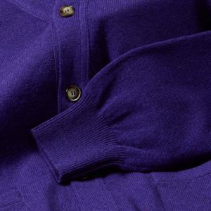 Osborne Knitwear Cardigan met knopen - Lamswol - Jacaranda - L