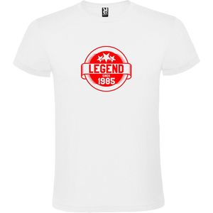Wit T-Shirt met “Legend sinds 1985 “ Afbeelding Rood Size M