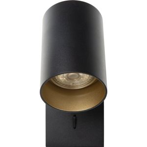Atmooz - Wandspot Nuo - Zwart - Opbouwspot - Industrieele Wandlamp - Woonkamer / Slaapkamer - Hoogte 12cm - Metaal