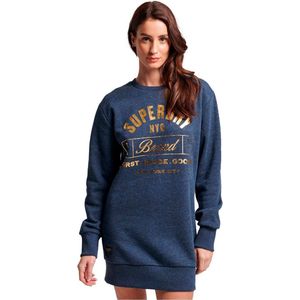Superdry - Luxe Jersey Jurk - Dames - Zwart - Geborstelde Stof - Ronde Hals