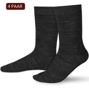 Sukats® 4 Paar Merino Wol Sokken Dames - Maat 35-38 - Naadloos - Antraciet - Naadloos - Warme Sokken - Wollen Sokken - Verwarmde Sokken - Merino Wol Casual Sokken