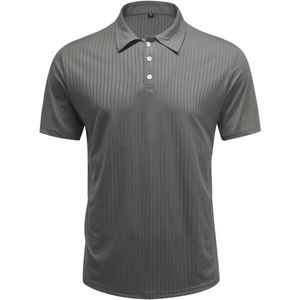 Allthemen Heren Polo Slank Model - Halfknopen Strepen - S