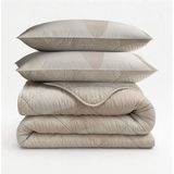 Sleeptime 2 in 1 Dekbed zonder Overtrek Triangles - Dekbed - 200 x 200 cm + 2 x kussenslopen 60x70 - Zand