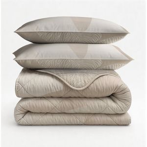 Sleeptime 2 in 1 Dekbed zonder Overtrek Triangles - Dekbed - 200 x 200 cm + 2 x kussenslopen 60x70 - Zand