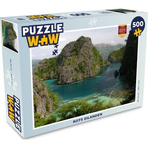Puzzel Eiland - Rots - Mos - Planten - Zee - Legpuzzel - Puzzel 500 stukjes