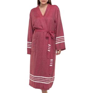 Lalay - hamam badjas Krem Sultan - bordeaux - S - dames heren badjas - sauna badjas - dunne badjas - 100% gekamd katoen