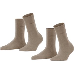 Esprit Uni 2-Pack duurzaam organisch katoen multipack sokken dames bruin - Maat 39-42